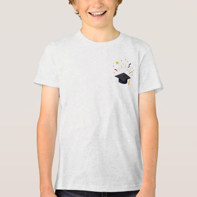 Happy Graduates Throwing Caps Celebration Tri-Blend Shirt (Front)