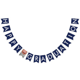 Happy Graduation Basketball Blue Bunting Banner