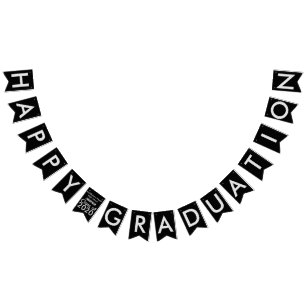 Happy Graduation Black Grey Bunting