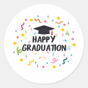 happy graduation classic round sticker