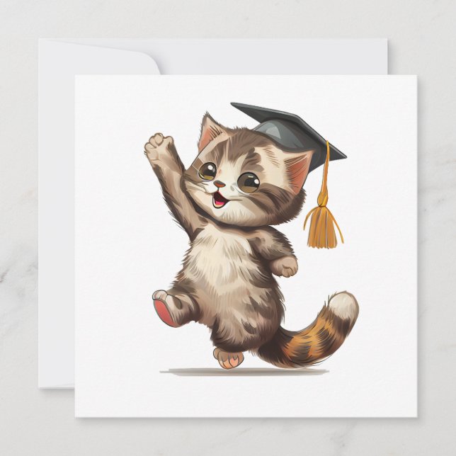 happy graduation little cat   invitation (Front)