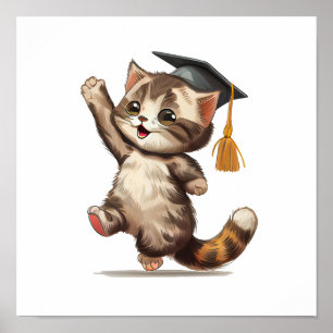 happy graduation little cat poster