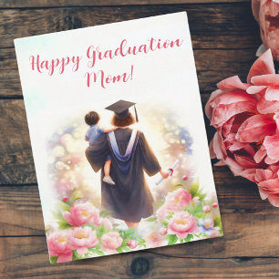 Happy Graduation Mum With Toddler And Peonies Card