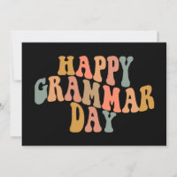 Happy Grammar Day Retro Wavy