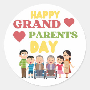 happy grand parent day Tasses Duo Classic Round Sticker