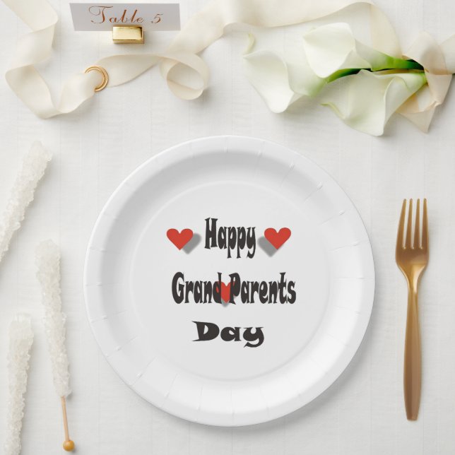 Happy Grand Parents Day Paper Plate (Wedding)