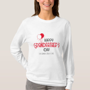 Happy Grandfather's Day with Red Balloons & Name T-Shirt