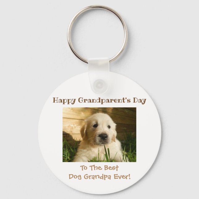 Happy Grandparent's Day Best Dog Grandfather Photo Key Ring (Front)