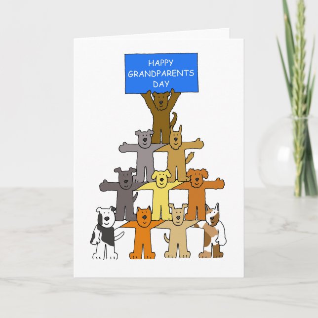 Happy Grandparents Day Cartoon Dogs Card (Front)