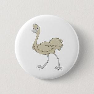Happy Greater Rhea Cartoon 6 Cm Round Badge