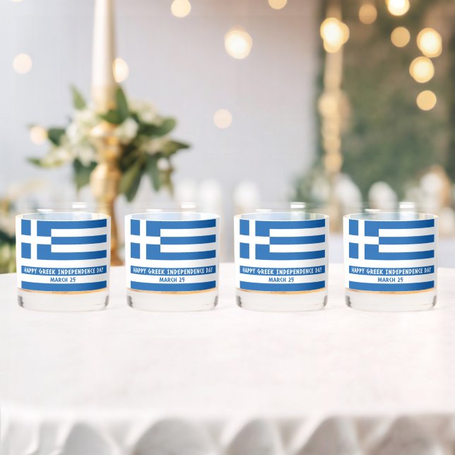 Happy Greek Independence Day Greek Flag Whiskey Glass (Insitu (Wedding))
