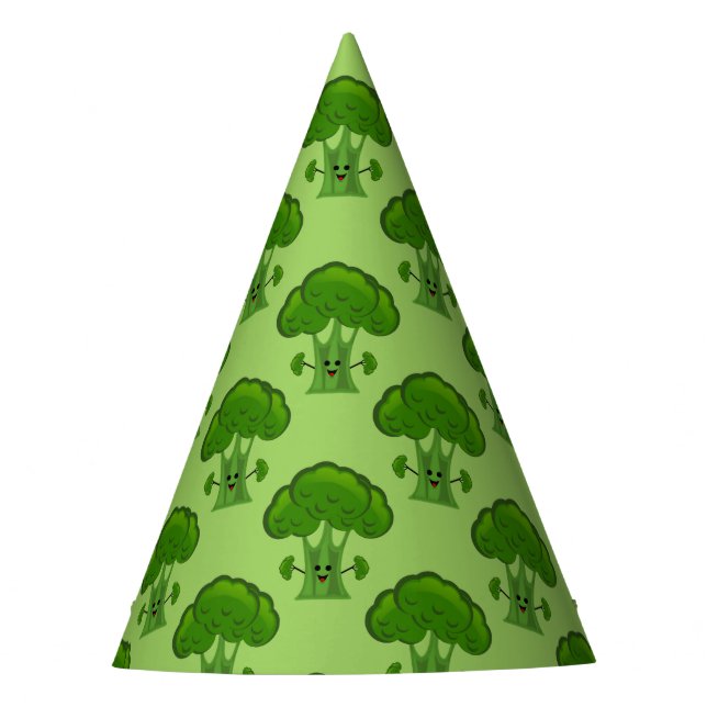 Happy Green Broccoli Party Hat (Front)