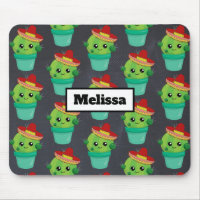 Happy Green Cactus in a Red Sombrero Pattern