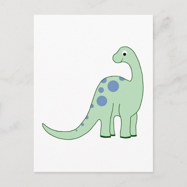 Happy Green Cartoon Dinosaur Postcard (Front)