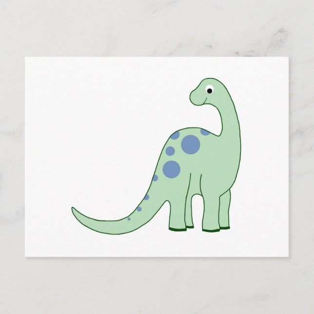 Happy Green Cartoon Dinosaur Postcard (Front)