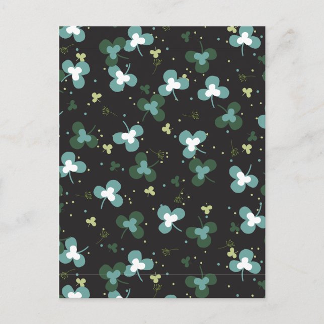 Happy Green Clover Leaves Art Pattern IV Postcard (Front)