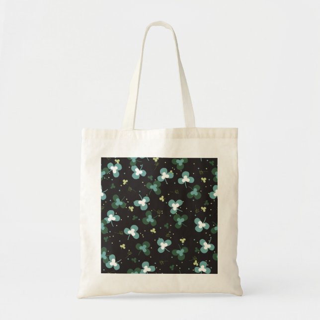 Happy Green Clover Leaves Art Pattern IV Tote Bag (Front)