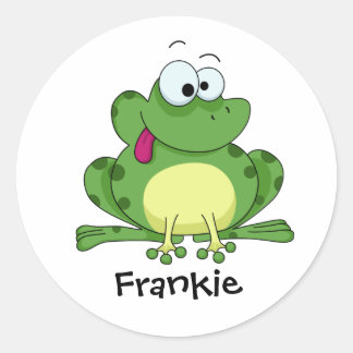 Happy Green Frog Classic Round Sticker
