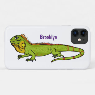 Happy green iguana cartoon illustration Case-Mate iPhone case
