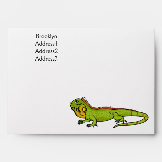 Happy green iguana cartoon illustration envelope (Front)
