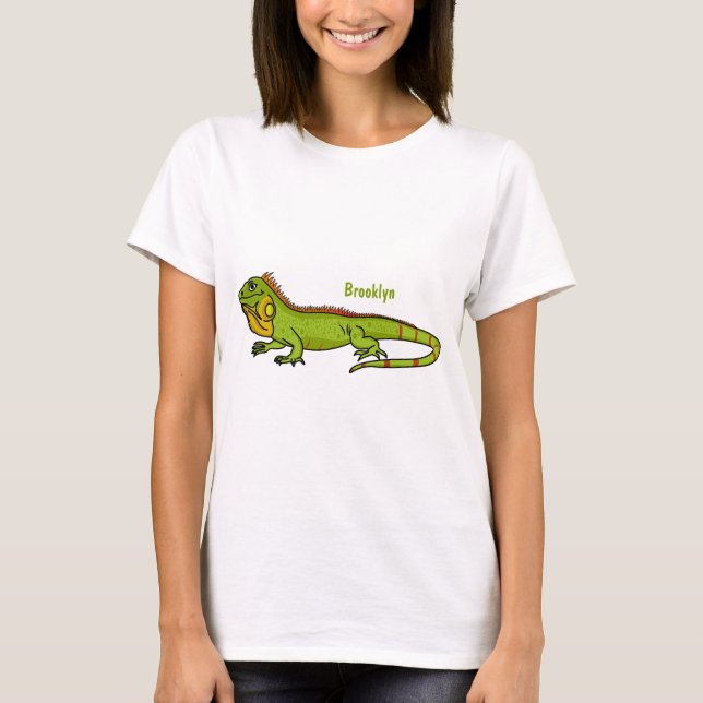 Happy green iguana cartoon illustration T-Shirt (Front)