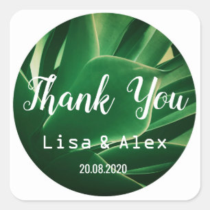 Happy Green Plant Thank You Wedding Sticker