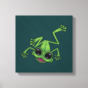 Happy Green Tree Frog Canvas Print