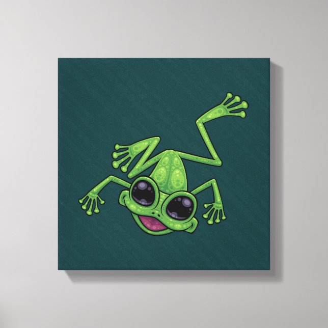 Happy Green Tree Frog Canvas Print (Front)