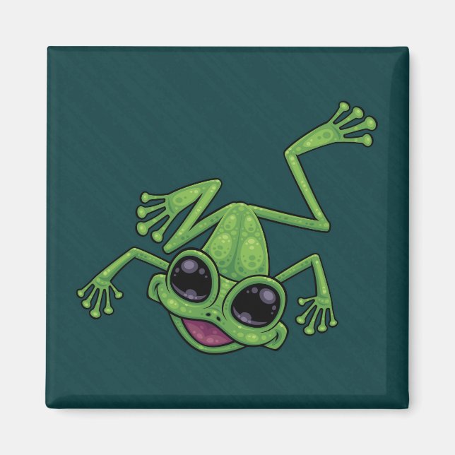 Happy Green Tree Frog Magnet (Front)