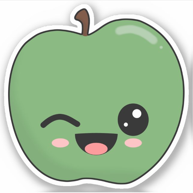 Happy Green Winking Apple (Front)