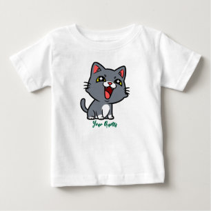Happy Grey Kitten Baby T-Shirt