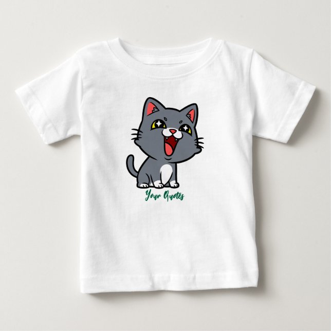 Happy Grey Kitten Baby T-Shirt (Front)