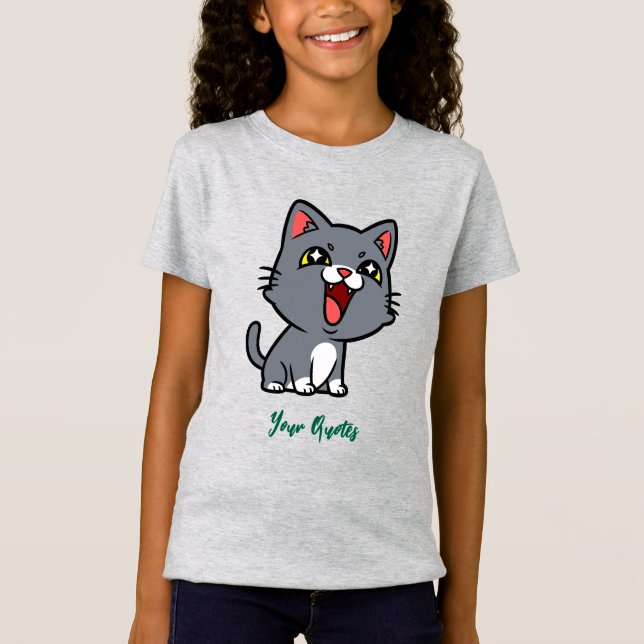 Happy Grey Kitten T-Shirt (Front)
