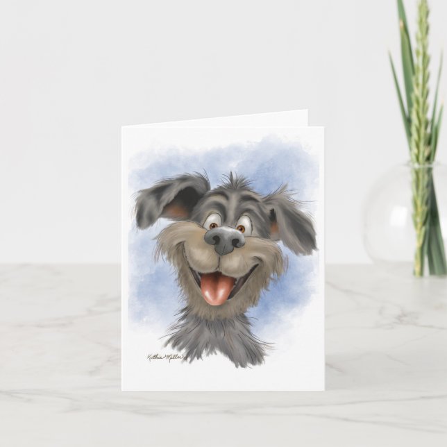 Happy Grinning Mutt – Cute Dog Cartoon Card (Front)