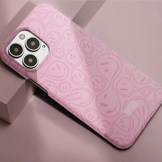 Happy Groovy Retro Smile Face Pattern Pastel Pink Case-Mate iPhone Case (Happy Groovy Retro Smile Face Pattern Pastel Pink Case-Mate iPhone Case
)