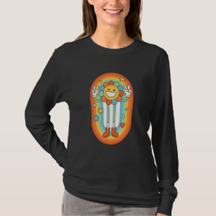 Happy Groovy Sunflower 60's 70's Hippie Retro Vint T-Shirt