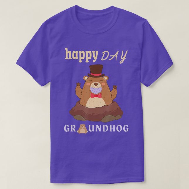 Happy Groundhog Day 2021 Face Mask Funny Gift   1  T-Shirt (Design Front)