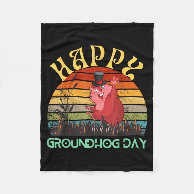Happy Groundhog Day 2023 Lovers Costume Funny Grou Fleece Blanket (Front)