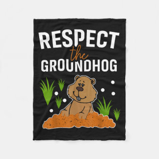 Happy Groundhog Day 2024 Family Funny Tees  Fleece Blanket
