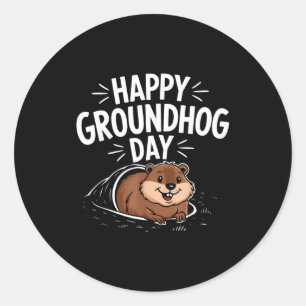 Happy Groundhog Day 2025 _1 Classic Round Sticker