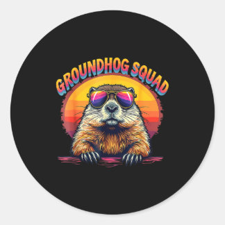 Happy Groundhog Day 2025 Funny Groundhog Squad Classic Round Sticker
