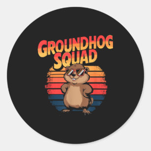 Happy Groundhog Day 2025 - Funny Groundhog Squad _ Classic Round Sticker