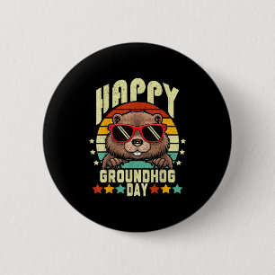 Happy Groundhog Day 2025 Funny Retro Marmot Lover 6 Cm Round Badge