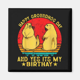 Happy Groundhog Day 2025 Funny Retro Marmot Lover  Magnet