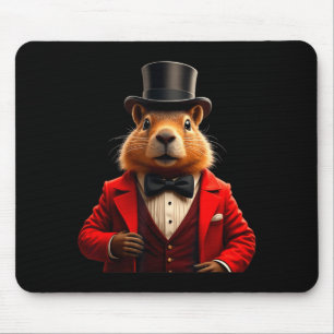 Happy Groundhog Day 2025 Groundhog Gentleman Hat  Mouse Pad