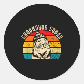 Happy Groundhog Day 2025 Groundhog Squad Woodchuck Classic Round Sticker