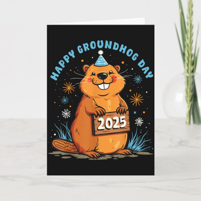 Happy Groundhog Day 2025 Kids Toddler Men Women Bo Card (Front)
