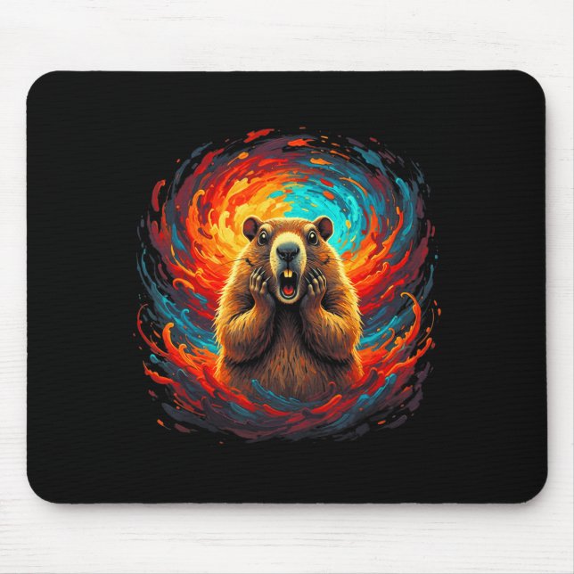 Happy Groundhog Day 2026 Groundhog Gentleman Hat _ Mouse Pad (Front)