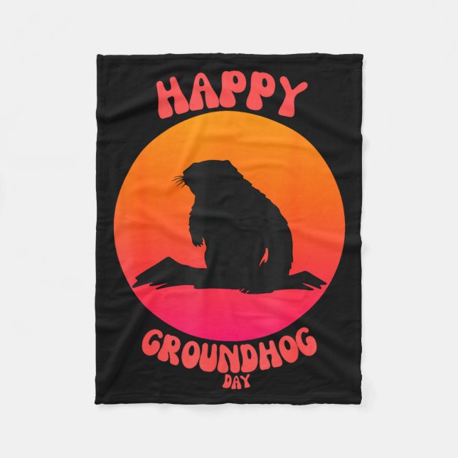 Happy Groundhog Day _5  Fleece Blanket (Front)