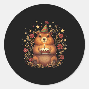 Happy Groundhog Day Birthday Cake Groundhound  Classic Round Sticker